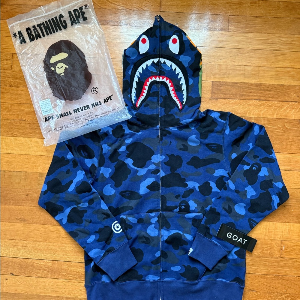 Bape Navy Camo ABC Shark Hoodie Zip